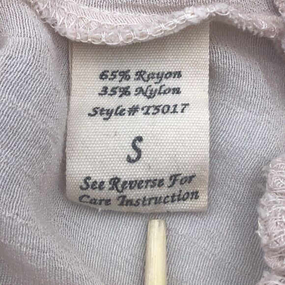 Mine Sheer Pullover Blouse Top Size S Scoop Neck Pearl Rosettes Beige - Picture 14 of 16